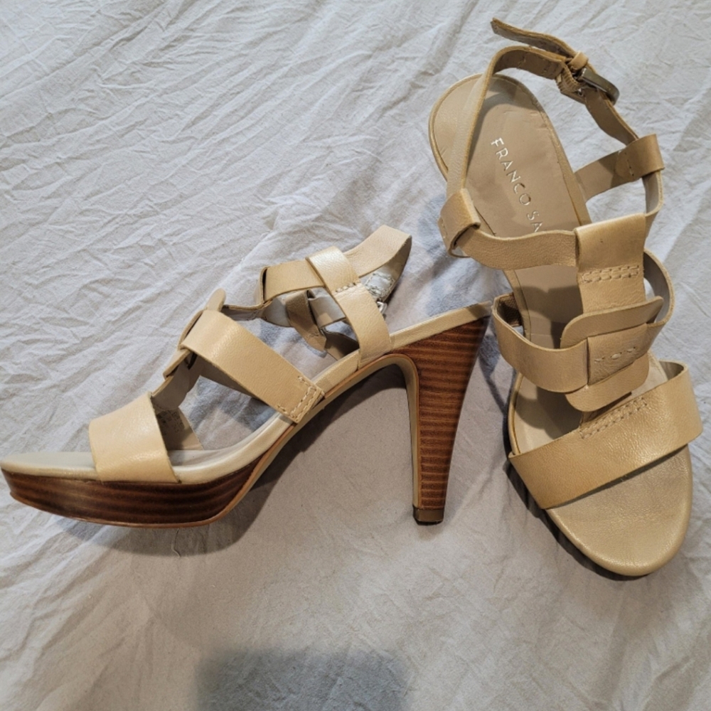 FRANCO SARTO MOPED‎ tan Leather Sandal womens 7.5.